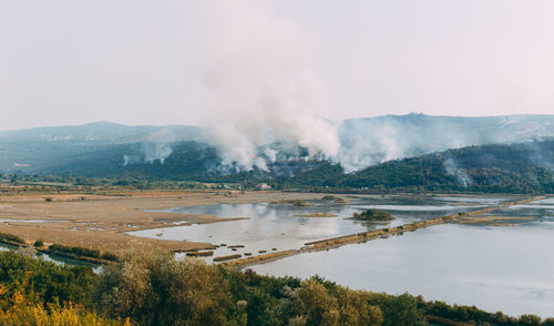 Panoramic view of lake against sky