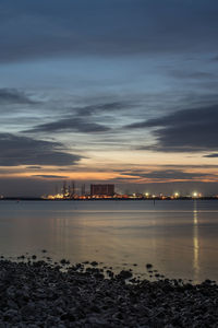 Scenic view of sea against sky at sunset