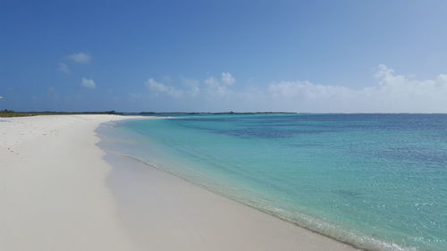 Scenic view of sea against blue sky