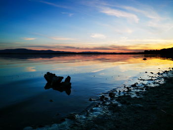 Scenic view of sea during sunset