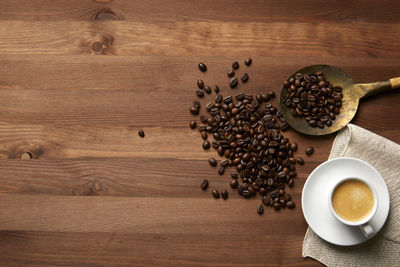 High angle view of coffee cup on table