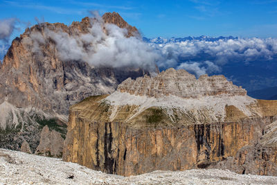 Panoramic view of rocky mountains against sky