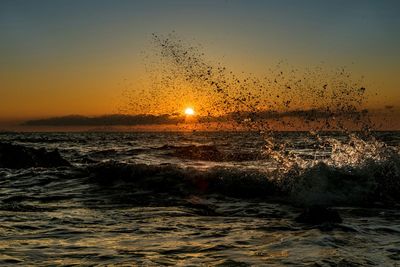 Scenic view of sea at sunset