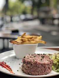 Close-up of food served in plate