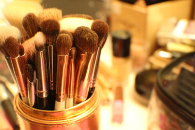 Close-up of make-up brushes