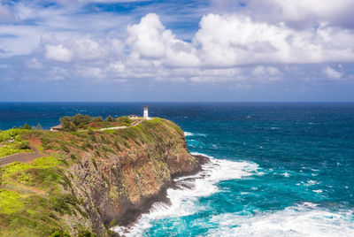 View of sea against cloudy sky