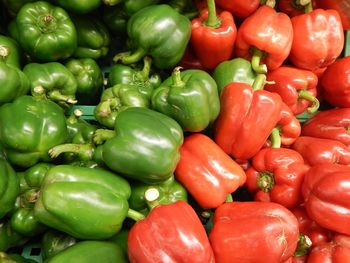 Full frame shot of bell peppers at market