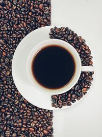 Directly above shot of coffee cup on table