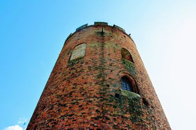 Low angle view of old ruin against clear sky