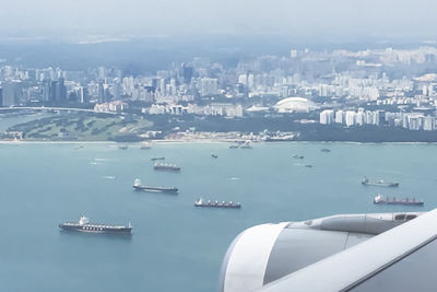 Aerial view of city at waterfront