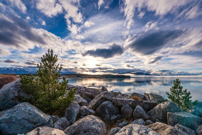 Scenic view of sea against sky during sunset