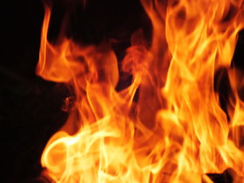 Close-up of bonfire at night