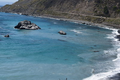 Scenic view of sea and rocks