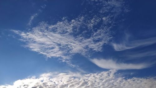 Low angle view of clouds in blue sky