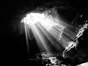 Sunlight streaming through cave