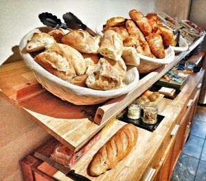 High angle view of food on table