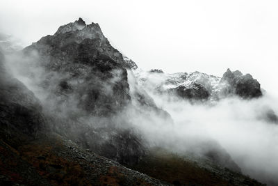 Scenic view of mountains against clear sky