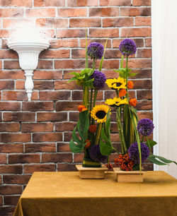 Potted plant against wall