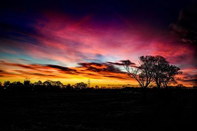 Silhouette of landscape at sunset