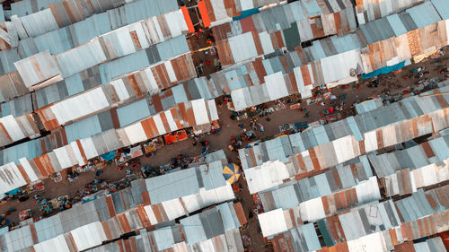 Aerial view of the local market in arusha city, tanzania