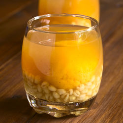 Close-up of drink in glass on table