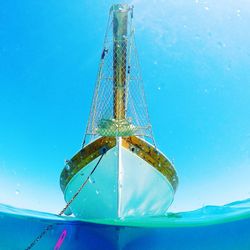 Low angle view of water against blue sky