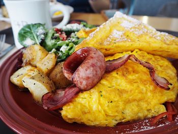 Close-up of food in plate on table