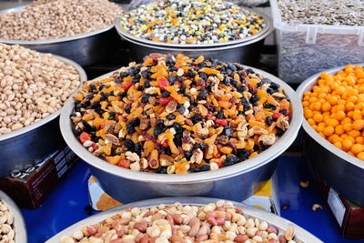 High angle view of vegetables for sale in market