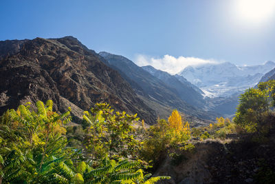 Scenic view of mountains against sky