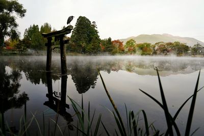 Scenic view of lake against sky