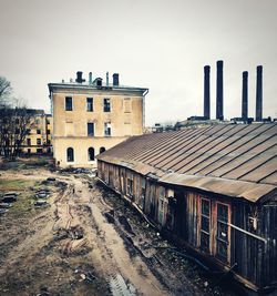 Exterior of old building against sky in city