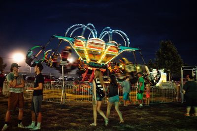 Firework display at night