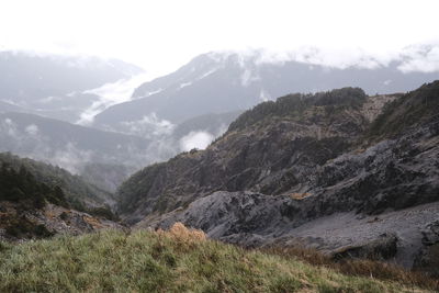 Scenic view of mountains against sky