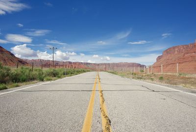 Surface level of road against sky