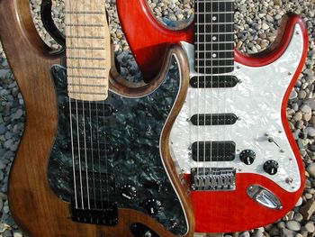 High angle view of guitar on table