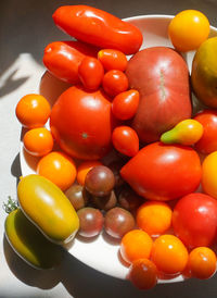 High angle view of oranges