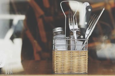 Close-up of fork and spoon