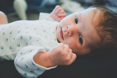 Close-up portrait of cute baby girl