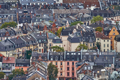 High angle view of buildings in city