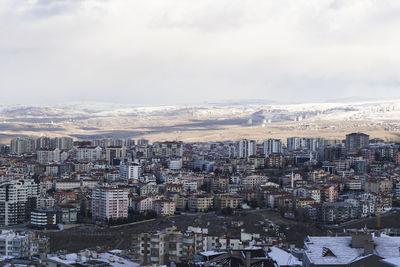 High angle view of city against sky