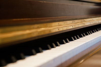 Close-up of piano at home