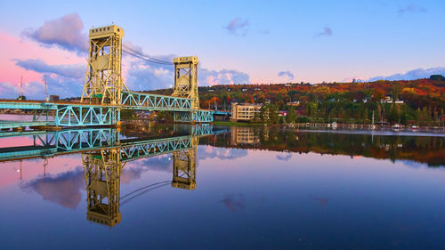 Reflection of buildings in lake