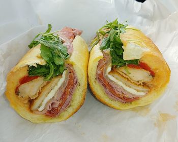 High angle view of food on table