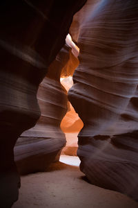 Sunlight falling on rock formation