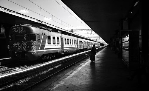 Train on railroad station platform