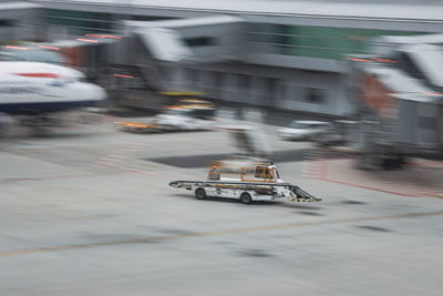 Blurred motion of car on road