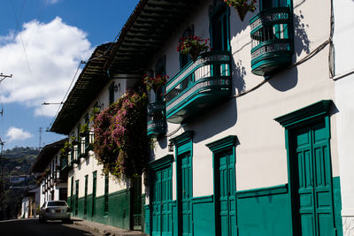 Beautiful streets at the historical downtown of the heritage town of salamina in colombia.