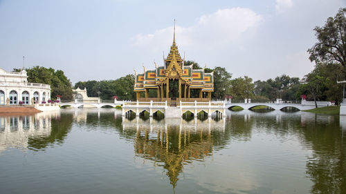 Reflection of building in lake