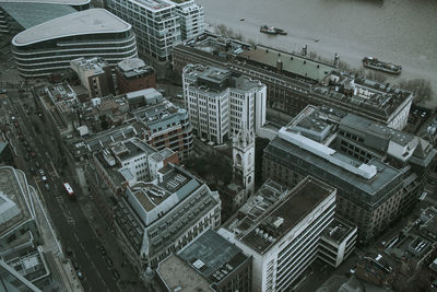 High angle view of buildings in city