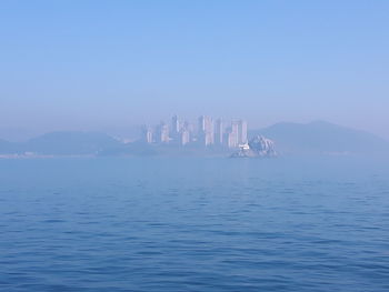 Scenic view of sea against clear sky